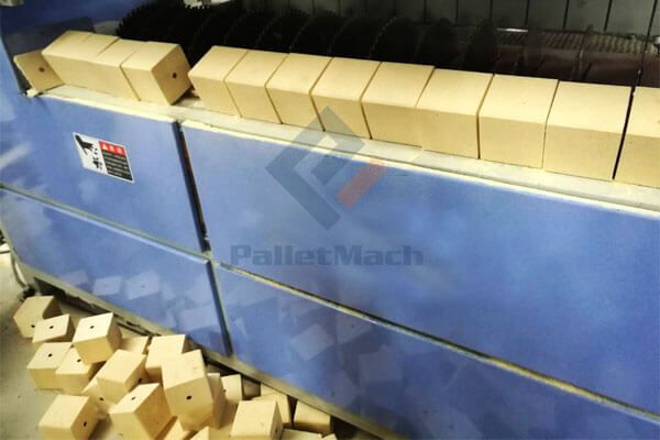 Multiple-blade wood pallet block cutting machine