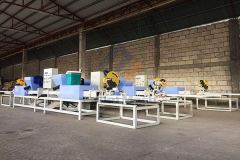 Wood pallet block production lin
